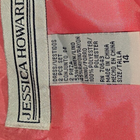 JESSICA HOWARD LINEN BLEND SHEATH DRESS IN AZALEA PINK LINED SIZE 14 EUC - Picture 3 of 6